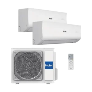 Aire acondicionado Split 2 x 1 - HAIER Tide-R, 2322 fg/h, Función Inverter, Blanco