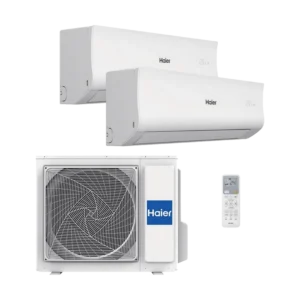 Aire acondicionado Split 2 x 1 - HAIER Tide-R, 2752 fg/h, Función Inverter, Blanco